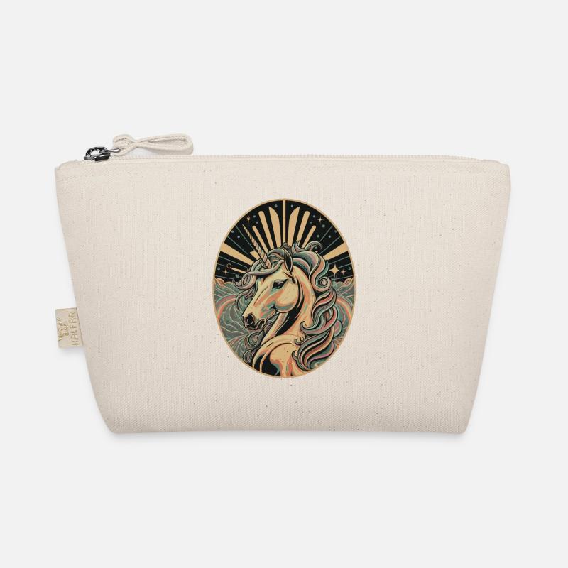 Unicorn in Oval Art Deco Frame Organic Pouch