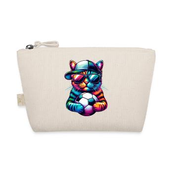 Bunte Fußballkatze bereit für das Spiel! - Fußball Kunst - Bio-Täschchen - Natur - Vorne