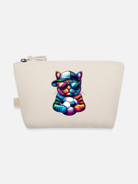 Bunte Fußballkatze bereit für das Spiel! - Fußball Kunst - Bio-Täschchen - Natur