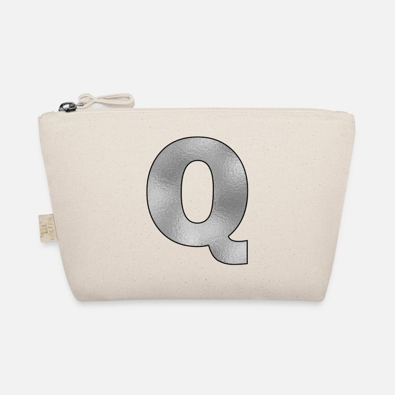 Letter Q Silver - Organic Pouch - nature