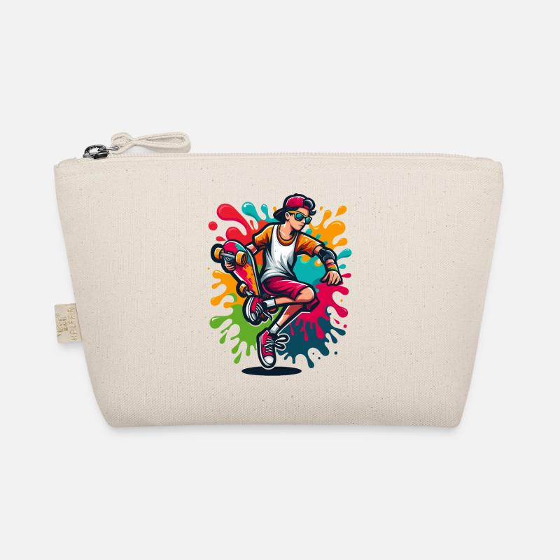 Skateboard mit Farbklecksen Bio-Täschchen