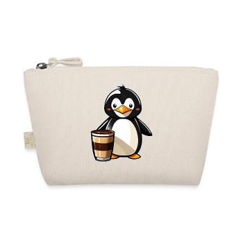 Niedlicher Pinguin mit Kaffee V - Bio-Täschchen - Natur - Vorne