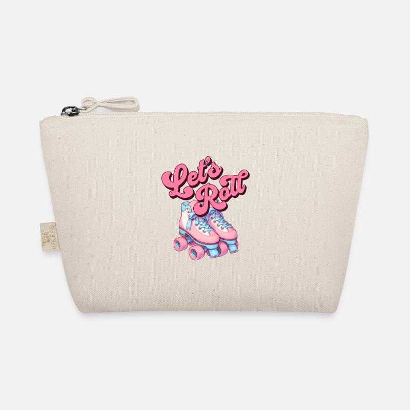 Let's Roll Pink Retro Roller Skates Organic Pouch