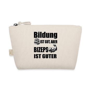Stärke durch Wissen - Muskulöser Arm und Büchersta - Bio-Täschchen - Natur - Vorne