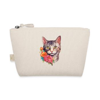 Tête de chat British Shorthair avec fleurs - Trousse biologique - nature - Devant