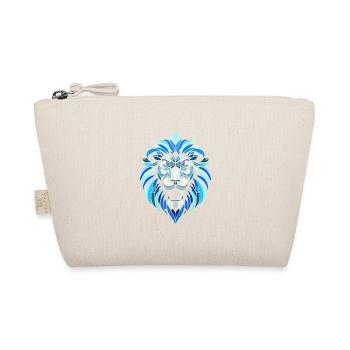 blue lion head, geometric patterns, polygons - Organic Pouch - nature - Front