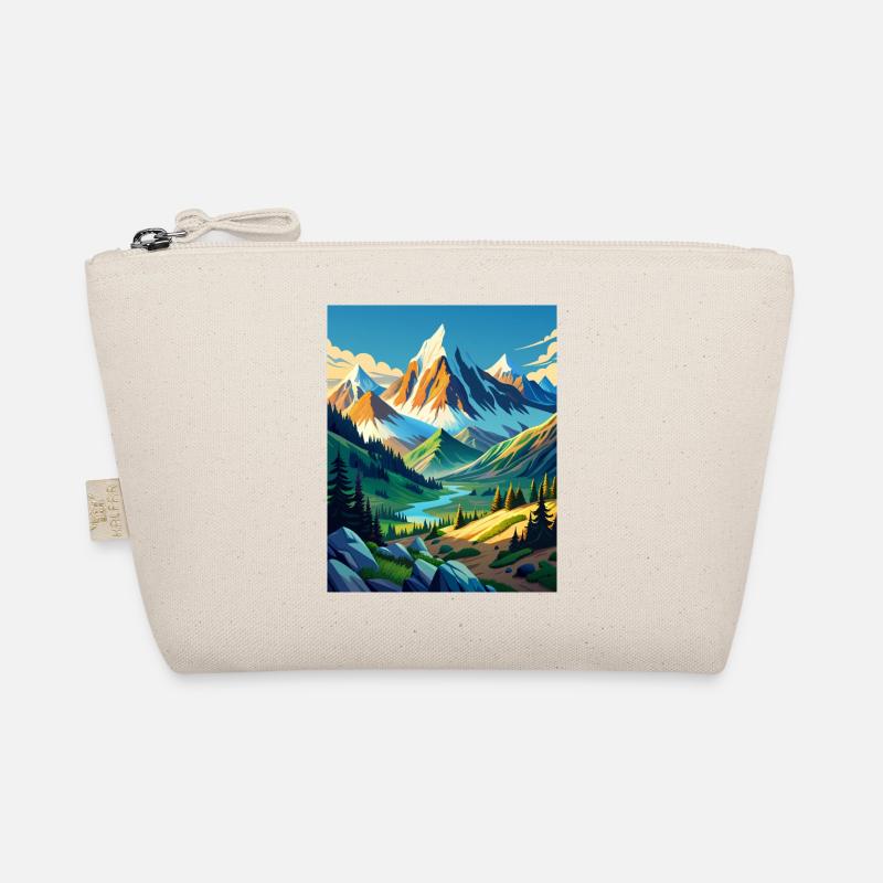Mountain beauty with trees and a river Organic Pouch
