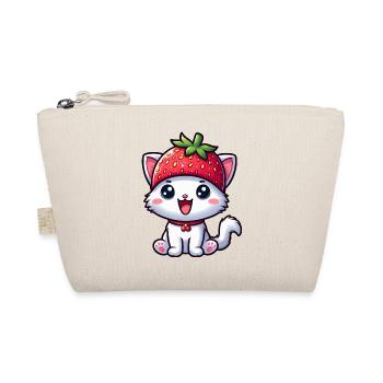 Whimsical cat with strawberry and hat sweet fruit - Organic Pouch - nature - Front