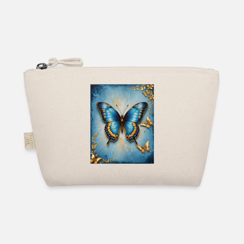 Azurblauer Schmetterling mit Goldakzenten - Bio-Täschchen - Natur