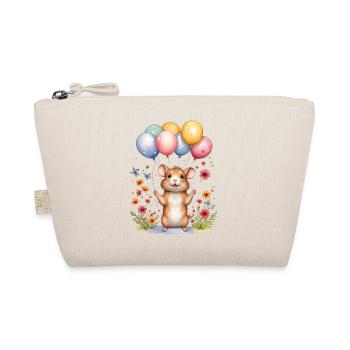 Cute mouse with birthday balloons - Organic Pouch - nature - Front