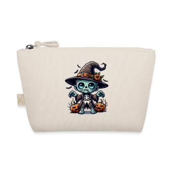 Halloween Zombie with Pumpkin Cartoon Motif - Organic Pouch - nature - Front