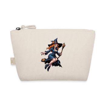 Halloween - Witch with Broom Horror with Pumpkin - Organic Pouch - nature - Front