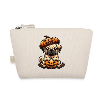Cute Halloween Pug Cartoon Pumpkin Dog Whimsical - Organic Pouch - nature - Front