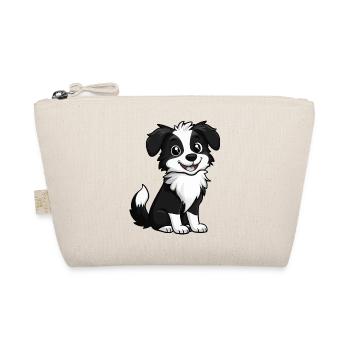 Border Collie Hund Comic Niedlich - Bio-Täschchen - Natur - Vorne