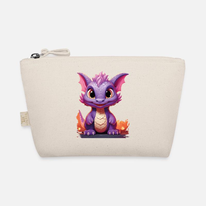 Farbenfroher Drache mit niedlichem Ausdruck - Bio-Täschchen - Natur