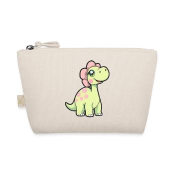 Happy Yellow Dinosaur with Pink Polka Dots - Organic Pouch - nature - Front