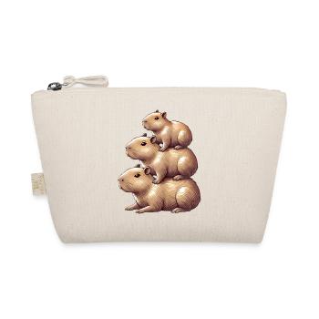 Stacked Capybaras Cute Animal Design - Organic Pouch - nature - Front