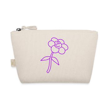 Purple Flower Spring Summer Cute Funny Face - Organic Pouch - nature - Front