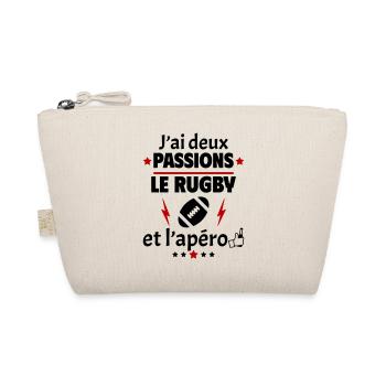 J'ai deux passions rugby apéro, fête des pères - Trousse biologique - nature - Devant