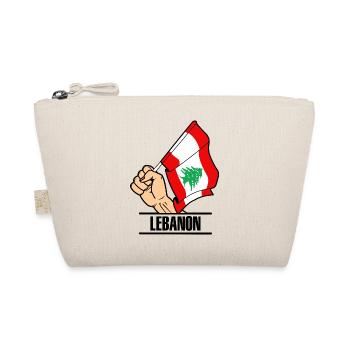 Flag Lebanon fist text LEBANON - Organic Pouch - nature - Front
