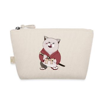 Mignon Chubby Samurai Cat tenant Katana - Trousse biologique - nature - Devant