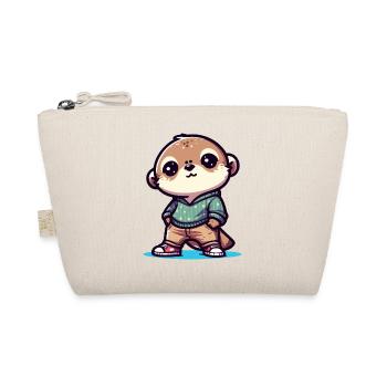 Cute Cartoon Otter in Casual Outfit - Organic Pouch - nature - Front