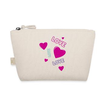 Cute pink Hearts and Love - romantic design - Organic Pouch - nature - Front