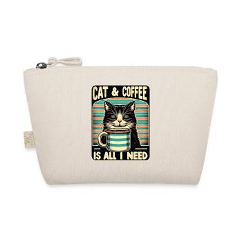 Katze und Kaffee ist alles was ich brauche - Bio-Täschchen - Natur - Vorne