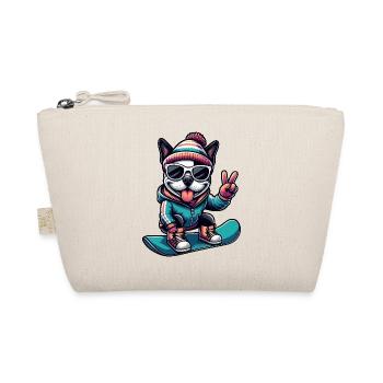 Boston Terrier Snowboard Bande dessinée d’hiver - Trousse biologique - nature - Devant