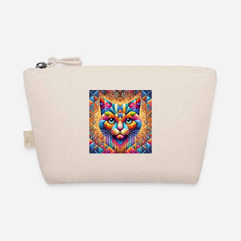 Cat Cat Mosaic Colorful Geometric Artwork Organic Pouch