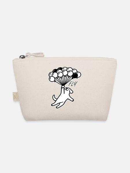 Dog flying away with balloons - Fly Design - Organic Pouch - nature - Front