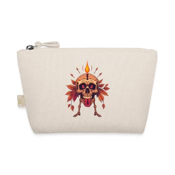 Totenkopf mit Kerze - Bio-Täschchen - Natur - Vorne