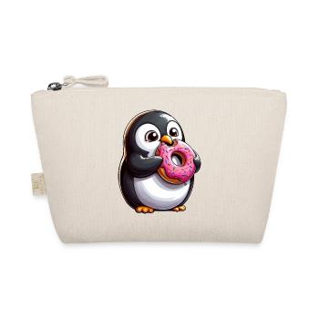 Süßer Pinguin Donut Cartoon Verrückte Süßigkeit - Bio-Täschchen - Natur - Vorne