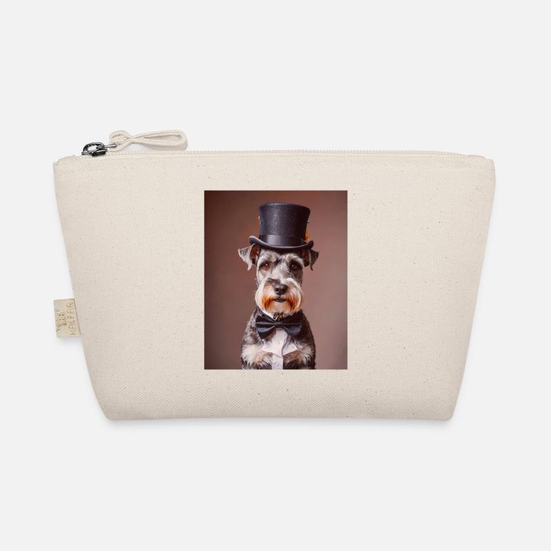 Schnauzer dog wearing top hat and a bow tie Organic Pouch