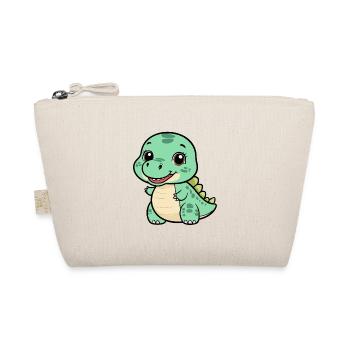 Cute Dino with a Grin - Green - Organic Pouch - nature - Front