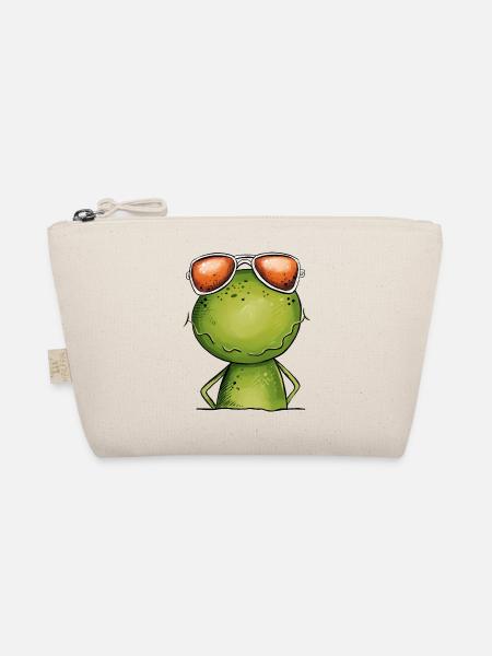 Cooler Frosch Mit Brille - Bio-Täschchen - Natur