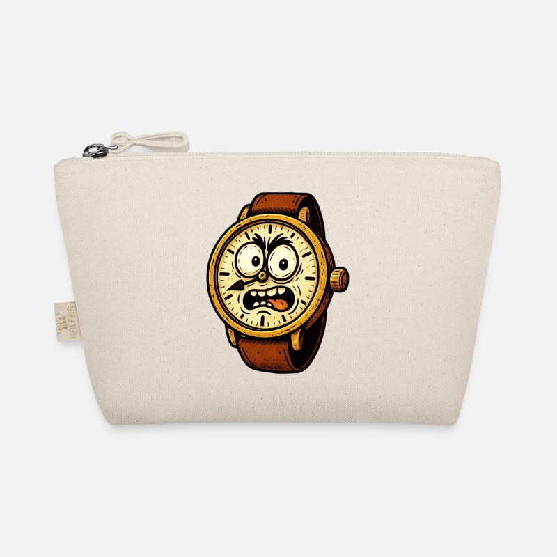 Eine Comic Armbanduhr die sauer schaut Bio-Täschchen