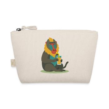 colorful mandrill enjoying a glass of juice in a relaxed manner - Organic Pouch - nature - Front