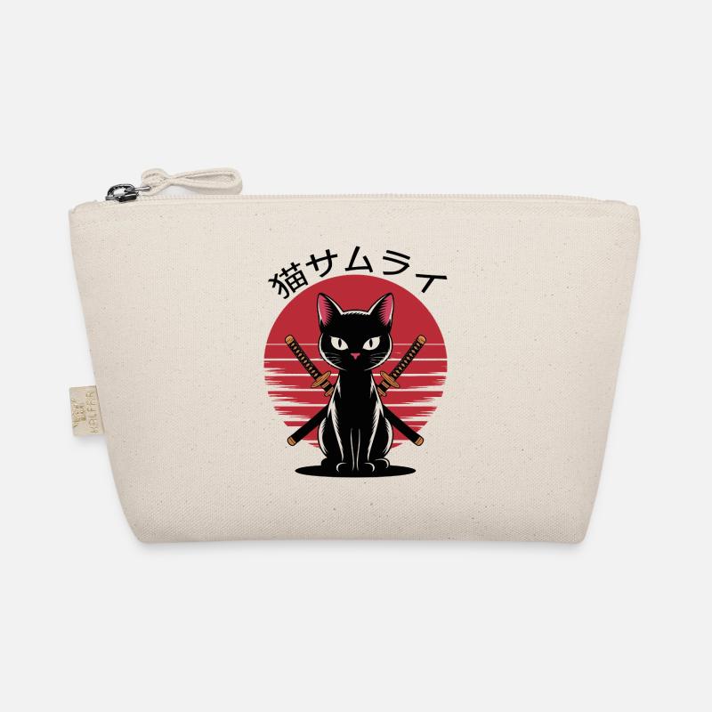 Samurai Ninja Black Cat Japanese Vintage Sunset Organic Pouch