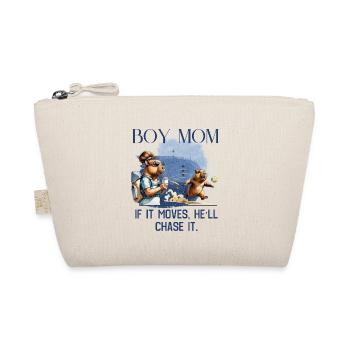 Boy Mom – If It Moves, He'll Chase It - Organic Pouch - nature - Front