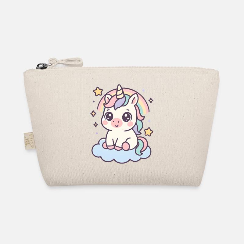Kawaii Unicorn on Cloud with Rainbow Stars Organic Pouch