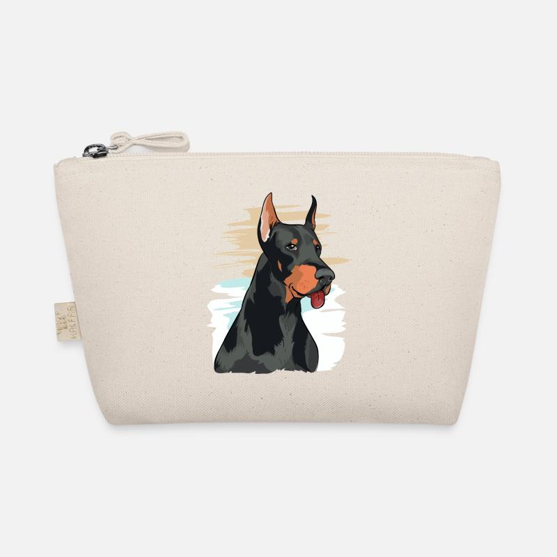 Verspieltes Dobermann-Porträt-Kunstwerk - Bio-Täschchen - Natur