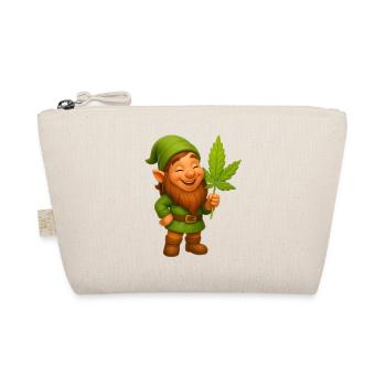 Knuffiger Zwerg mit Hanfblatt - Cannabis - Bio-Täschchen - Natur - Vorne
