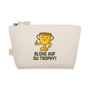 Happy trophy mug with saying - Organic Pouch - nature - Front