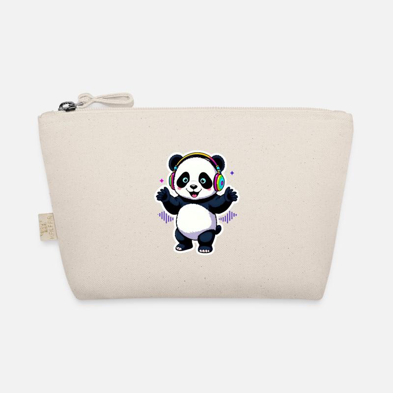 Party Panda mit Beats - Bio-Täschchen - Natur