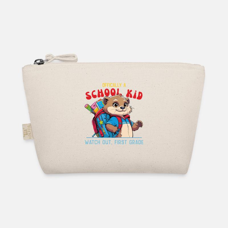 Witziges Schulkind mit Rucksack Design Bio-Täschchen