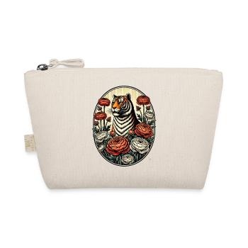 Tiger and Peonies Vintage Illustration - Organic Pouch - nature - Front