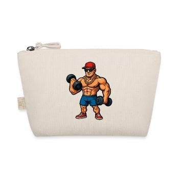 Bodybuilder with gold chain and dumbbells - Organic Pouch - nature - Front