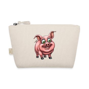 lustiges rosa pink Schwein :) - Bio-Täschchen - Natur - Vorne