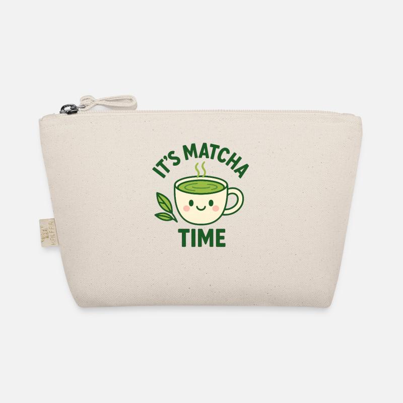 Grüner Tee Matcha Zeit Teetasse Design Frühstück  Bio-Täschchen